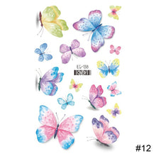 Load image into Gallery viewer, Colorful Butterfly Tattoo Stickers Waterproof Long Lasting Tattoo Stickers Temporary Body Art Tattoo