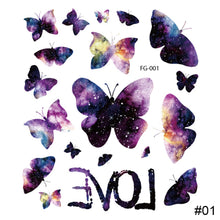 Load image into Gallery viewer, Small Fresh Colorful Tattoo Stickers Butterfly Flower Tattoo Waterproof Long Lasting Tattoo Stickers Temporary Body Art
