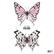 Load image into Gallery viewer, Vintage Personalized Butterfly Flower Tattoo Stickers Waterproof Long Lasting Tattoo Stickers Temporary Body Art Tattoo