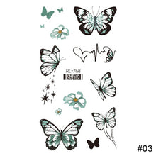 Load image into Gallery viewer, Vintage Personalized Butterfly Flower Tattoo Stickers Waterproof Long Lasting Tattoo Stickers Temporary Body Art Tattoo