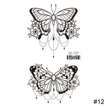 Load image into Gallery viewer, Vintage Personalized Butterfly Flower Tattoo Stickers Waterproof Long Lasting Tattoo Stickers Temporary Body Art Tattoo