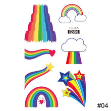 Load image into Gallery viewer, Colorful Rainbow Tattoo Stickers Temporary Body Art Tattoo Transfer Stickers Waterproof Long Lasting Tattoo Stickers
