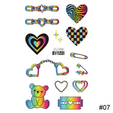 Load image into Gallery viewer, Colorful Rainbow Tattoo Stickers Temporary Body Art Tattoo Transfer Stickers Waterproof Long Lasting Tattoo Stickers
