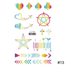 Load image into Gallery viewer, Colorful Rainbow Tattoo Stickers Temporary Body Art Tattoo Transfer Stickers Waterproof Long Lasting Tattoo Stickers