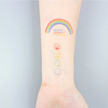 Load image into Gallery viewer, Small Fresh Colorful Tattoo Stickers Lovely Smiling Face Rainbow Line Waterproof Tattoo Stickers Body Art Tattoo