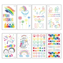 Load image into Gallery viewer, Small Fresh Colorful Tattoo Stickers Lovely Smiling Face Rainbow Line Waterproof Tattoo Stickers Body Art Tattoo