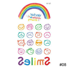 Load image into Gallery viewer, Small Fresh Colorful Tattoo Stickers Lovely Smiling Face Rainbow Line Waterproof Tattoo Stickers Body Art Tattoo