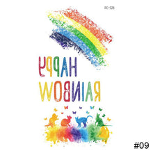 Load image into Gallery viewer, Small Fresh Colorful Tattoo Stickers Lovely Smiling Face Rainbow Line Waterproof Tattoo Stickers Body Art Tattoo