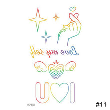 Load image into Gallery viewer, Small Fresh Colorful Tattoo Stickers Lovely Smiling Face Rainbow Line Waterproof Tattoo Stickers Body Art Tattoo