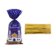 Load image into Gallery viewer, 50Pcs Eid Mubarak Gift Bags Plastic Cookie Candy Bag Castle Moon Pattern Islamic Treat Bags Ramadan Decoration Party