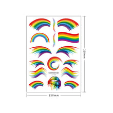 Load image into Gallery viewer, Colorful Waterproof Rainbow Tattoo Stickers Striped Love Face Stickers Temporary Body Art Tattoo Stickers