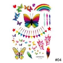 Load image into Gallery viewer, Colorful Waterproof Rainbow Tattoo Stickers Striped Love Face Stickers Temporary Body Art Tattoo Stickers