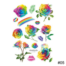 Load image into Gallery viewer, Colorful Waterproof Rainbow Tattoo Stickers Striped Love Face Stickers Temporary Body Art Tattoo Stickers