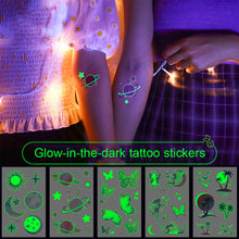 Load image into Gallery viewer, Small Fresh Luminous Tattoo Stickers Waterproof Long Lasting Colorful Luminous Tattoo Stickers Women Body Art Tattoo