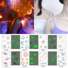 Load image into Gallery viewer, Small Fresh Luminous Tattoo Stickers Waterproof Long Lasting Colorful Luminous Tattoo Stickers Women Body Art Tattoo