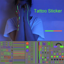 Load image into Gallery viewer, Colorful Luminous Tattoo Sticker Waterproof Long Lasting Luminous Tattoo Sticker Temporary Body Art Tattoo