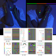 Load image into Gallery viewer, Colorful Luminous Tattoo Sticker Waterproof Long Lasting Luminous Tattoo Sticker Temporary Body Art Tattoo