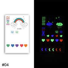 Load image into Gallery viewer, Colorful Luminous Tattoo Sticker Waterproof Long Lasting Luminous Tattoo Sticker Temporary Body Art Tattoo