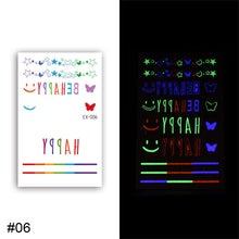 Load image into Gallery viewer, Colorful Luminous Tattoo Sticker Waterproof Long Lasting Luminous Tattoo Sticker Temporary Body Art Tattoo