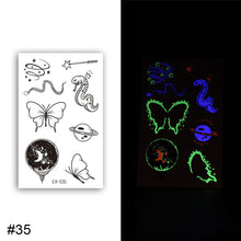 Load image into Gallery viewer, Colorful Luminous Tattoo Sticker Waterproof Long Lasting Luminous Tattoo Sticker Temporary Body Art Tattoo