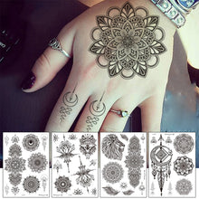 Load image into Gallery viewer, Black Tattoo Sticker Vintage Datura Flower Tattoo Sticker Waterproof Long Lasting Body Art Tattoo Sticker