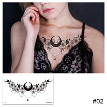 Load image into Gallery viewer, Simple Black White Flower Tattoo Sticker Waterproof Long Lasting Chest Tattoo Sticker Temporary Body Art Tattoo