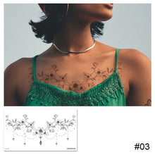 Load image into Gallery viewer, Simple Black White Flower Tattoo Sticker Waterproof Long Lasting Chest Tattoo Sticker Temporary Body Art Tattoo
