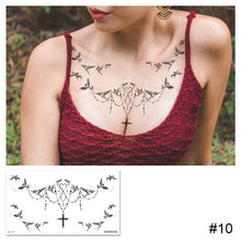 Load image into Gallery viewer, Simple Black White Flower Tattoo Sticker Waterproof Long Lasting Chest Tattoo Sticker Temporary Body Art Tattoo