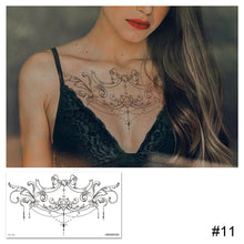 Load image into Gallery viewer, Simple Black White Flower Tattoo Sticker Waterproof Long Lasting Chest Tattoo Sticker Temporary Body Art Tattoo