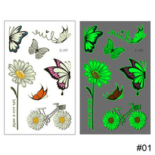 Load image into Gallery viewer, Butterfly Luminous Tattoo Sticker Waterproof Long Lasting Funny Luminous Tattoo Sticker Body Art Tattoo for Kids