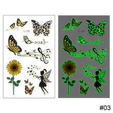 Load image into Gallery viewer, Butterfly Luminous Tattoo Sticker Waterproof Long Lasting Funny Luminous Tattoo Sticker Body Art Tattoo for Kids