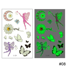 Load image into Gallery viewer, Butterfly Luminous Tattoo Sticker Waterproof Long Lasting Funny Luminous Tattoo Sticker Body Art Tattoo for Kids