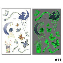 Load image into Gallery viewer, Butterfly Luminous Tattoo Sticker Waterproof Long Lasting Funny Luminous Tattoo Sticker Body Art Tattoo for Kids
