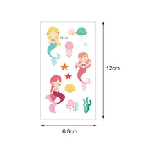 Load image into Gallery viewer, Cartoon Mermaid Tattoo Sticker Waterproof Sweatproof Cute Funny Tattoo Sticker Temporary Body Art Tattoo for Kids