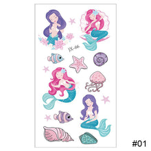 Load image into Gallery viewer, Cartoon Mermaid Tattoo Sticker Waterproof Sweatproof Cute Funny Tattoo Sticker Temporary Body Art Tattoo for Kids