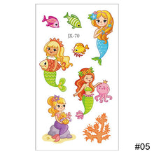 Load image into Gallery viewer, Cartoon Mermaid Tattoo Sticker Waterproof Sweatproof Cute Funny Tattoo Sticker Temporary Body Art Tattoo for Kids