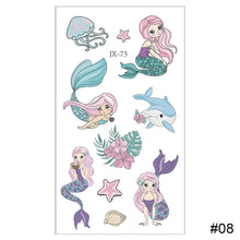 Load image into Gallery viewer, Cartoon Mermaid Tattoo Sticker Waterproof Sweatproof Cute Funny Tattoo Sticker Temporary Body Art Tattoo for Kids