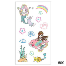 Load image into Gallery viewer, Cartoon Mermaid Tattoo Sticker Waterproof Sweatproof Cute Funny Tattoo Sticker Temporary Body Art Tattoo for Kids