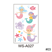 Load image into Gallery viewer, Children Waterproof Sweatproof Tattoo Sticker Cartoon Mermaid Tattoo Sticker Cute Funny Temporary Body Art Tattoo