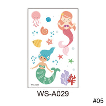 Load image into Gallery viewer, Children Waterproof Sweatproof Tattoo Sticker Cartoon Mermaid Tattoo Sticker Cute Funny Temporary Body Art Tattoo