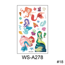 Load image into Gallery viewer, Children Waterproof Sweatproof Tattoo Sticker Cartoon Mermaid Tattoo Sticker Cute Funny Temporary Body Art Tattoo