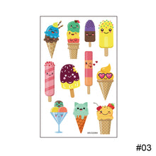 Load image into Gallery viewer, Children Cute Dessert Ice Cream Tattoo Sticker Waterproof Sweatproof Funny Tattoo Sticker Temporary Body Art Tattoo