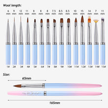 Load image into Gallery viewer, 15 Size DIY Soft French Nail Art Brush Painting Brush Flower Design Acrylic Line Drawing Pen Nail Gel Brush Manicure Tool