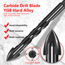 Load image into Gallery viewer, 3-12mm Cross Hex Tile Drill Bits for Glass Ceramic Concrete Hole Opener Hard Alloy Triangle Carbide Drills Bit Tools