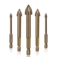 Load image into Gallery viewer, 3-12mm Tungsten Carbide Glass Drill Bit Cross Spear Head Drill Bits Alloy Carbide Point with 4 Cutting Edges Drilling Tool Hole Opener for Wall