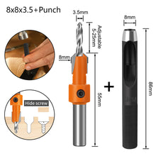 Load image into Gallery viewer, 2PCS/Set Countersink Router Bit with Punch 8/10MM Shank Woodworking Milling Cutter for Wood Face Mill
