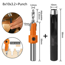 Load image into Gallery viewer, 2PCS/Set Countersink Router Bit with Punch 8/10MM Shank Woodworking Milling Cutter for Wood Face Mill