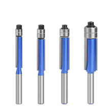 Load image into Gallery viewer, 1/4pcs 1/4" Shank Trim Router Bit with 2 Blade Double Bearing Bits Wood Milling Cutter for Woodwork Tool