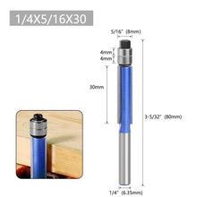 Load image into Gallery viewer, 1/4pcs 1/4" Shank Trim Router Bit with 2 Blade Double Bearing Bits Wood Milling Cutter for Woodwork Tool