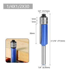 Load image into Gallery viewer, 1/4pcs 1/4" Shank Trim Router Bit with 2 Blade Double Bearing Bits Wood Milling Cutter for Woodwork Tool